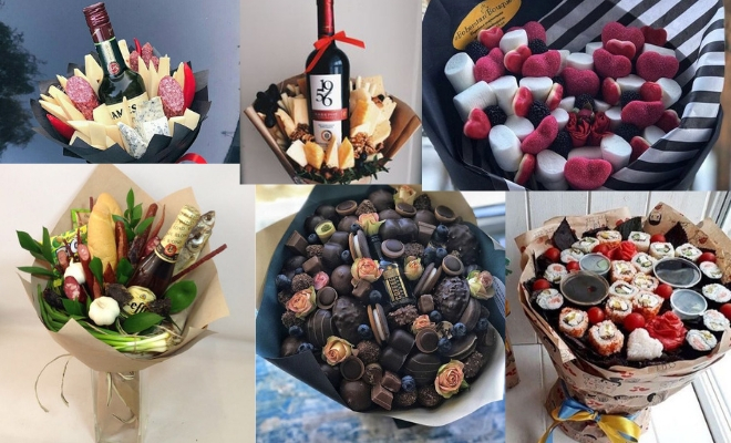 Ramo de flores con comida para el Día de la Madre